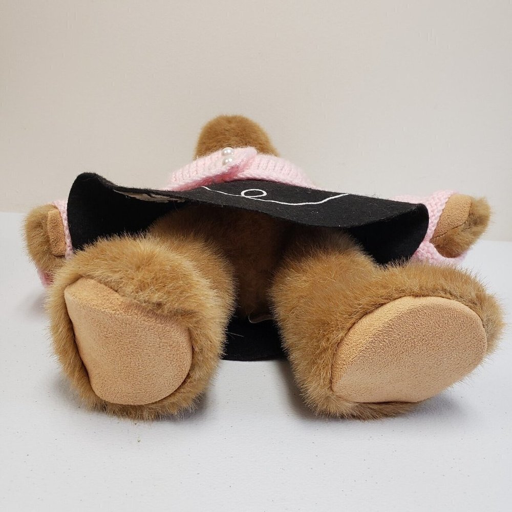 Dan Dee 15" Teddy Bear Pink Knit Sweater Black Poodle Skirt Plush - Picture 4 of 8